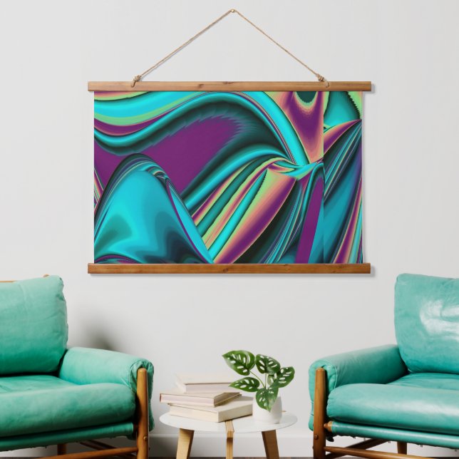 Futuristic Abstract 3D Metallic Rainbow Art Hanging Tapestry (Living Room)
