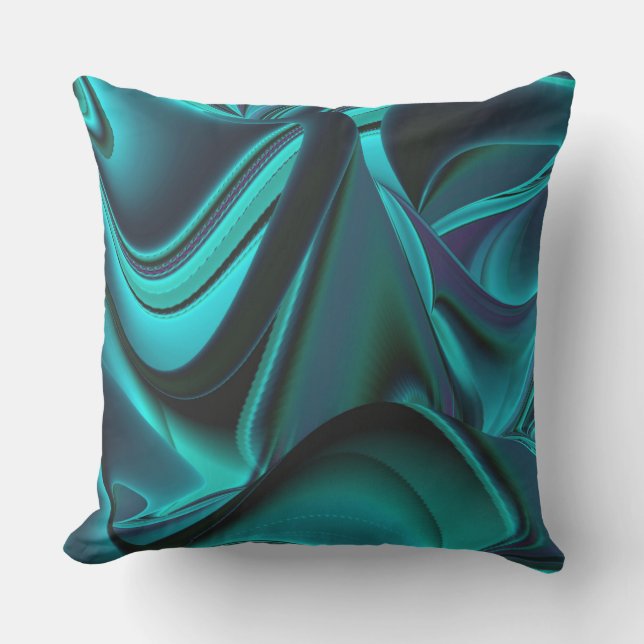 Futuristic Abstract 3D Metallic Rainbow Art Outdoor Pillow (Front)