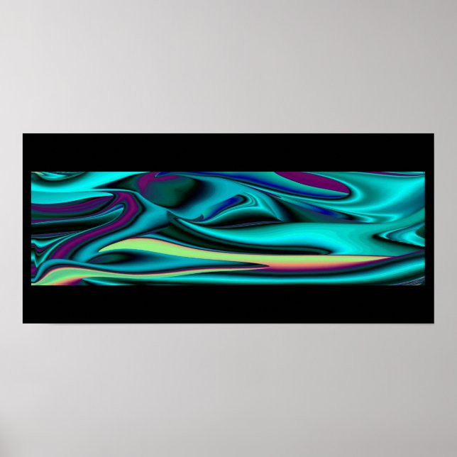 Futuristic Abstract 3D Metallic Rainbow Art Poster (Front)