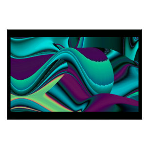 Futuristic Abstract 3D Metallic Rainbow Art Poster