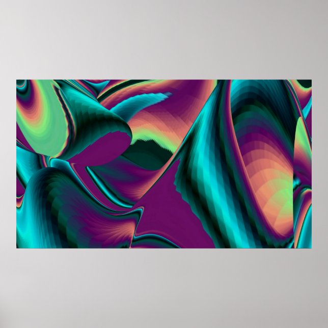 Futuristic Abstract 3D Metallic Rainbow Art Poster (Front)
