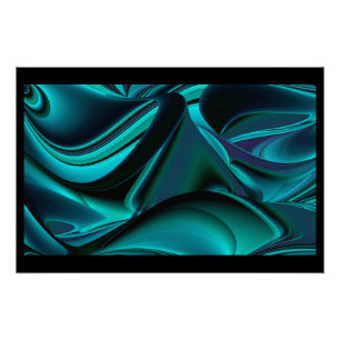 Futuristic Abstract 3D Metallic Rainbow Art Poster