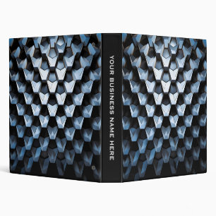 Futuristic Abstract Blue Geometric Metallic 3 Ring Binder