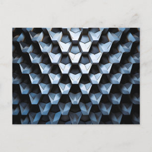 Futuristic Abstract Blue Geometric Metallic Announcement Postcard