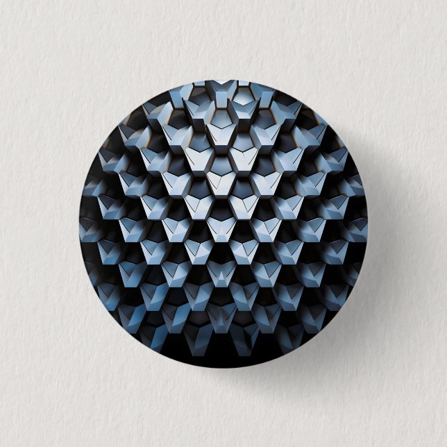 Futuristic Abstract Blue Geometric Metallic  Button (Front)