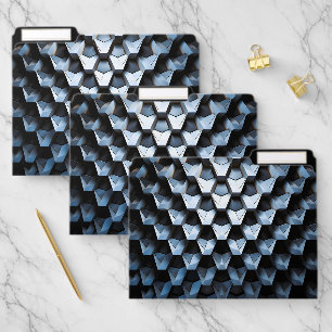 Futuristic Abstract Blue Geometric Metallic File Folder