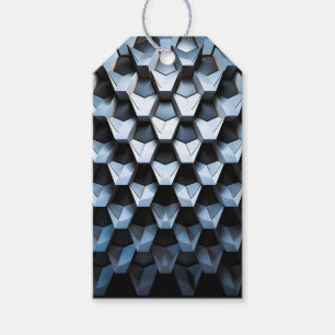 Futuristic Abstract Blue Geometric Metallic Gift Tags