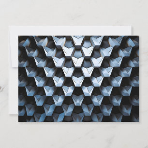 Futuristic Abstract Blue Geometric Metallic Holiday Card