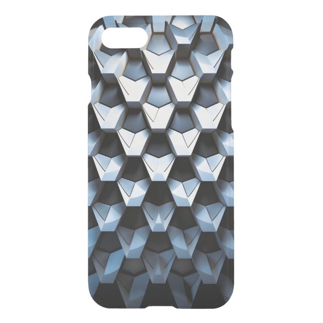 Futuristic Abstract Blue Geometric Metallic  Uncommon iPhone Case (Back)