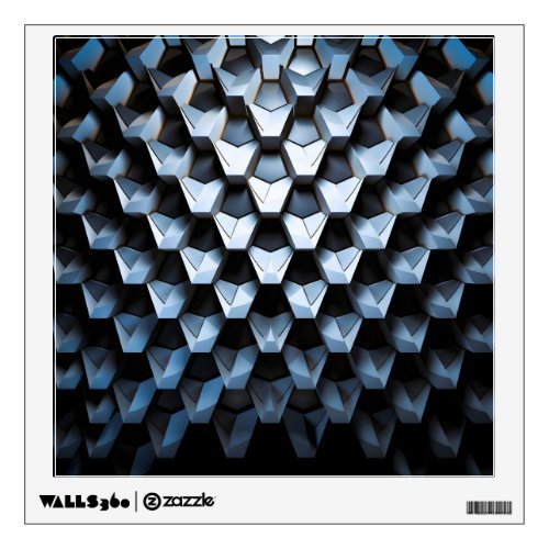 Futuristic Abstract Blue Geometric Metallic Wall Decal