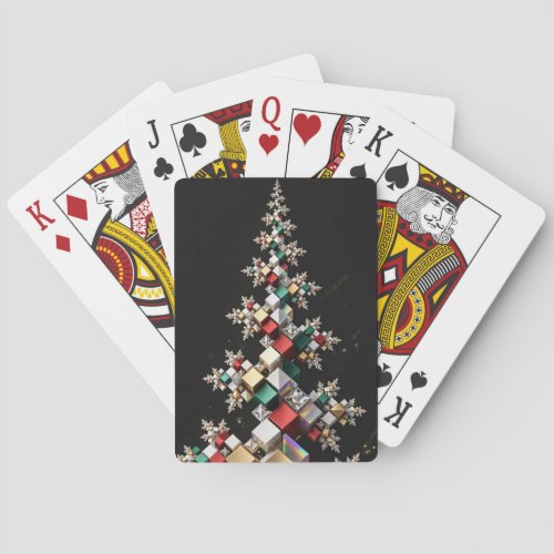 Futuristic Abstract Christmas Mosaic 3D Poker Cards