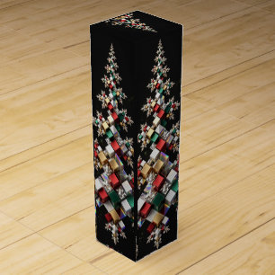 Futuristic Abstract Christmas Mosaic 3D - Wine Box