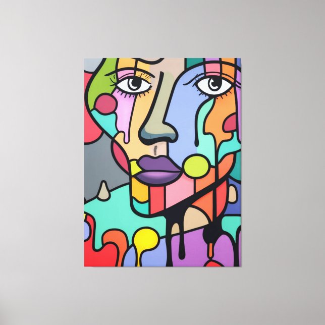 Futuristic Abstract Colorful Vibrant Art Canvas Print (Front)