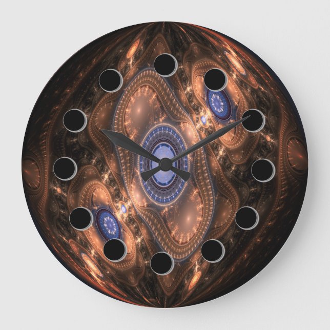 Futuristic Abstract Copper Wall Clock (Front)