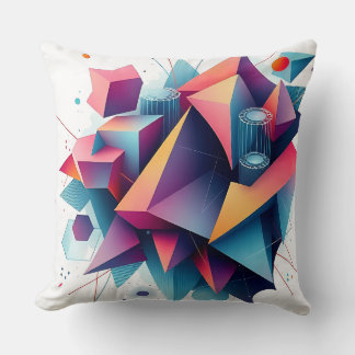 Futuristic Abstract Geometric Shapes with Neon Gra Throw Pillow