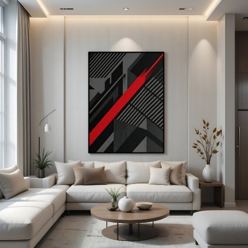 Futuristic Abstract Red Black Canvas Print