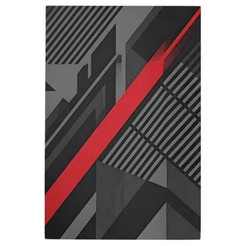Futuristic Abstract Red Black Metal Print