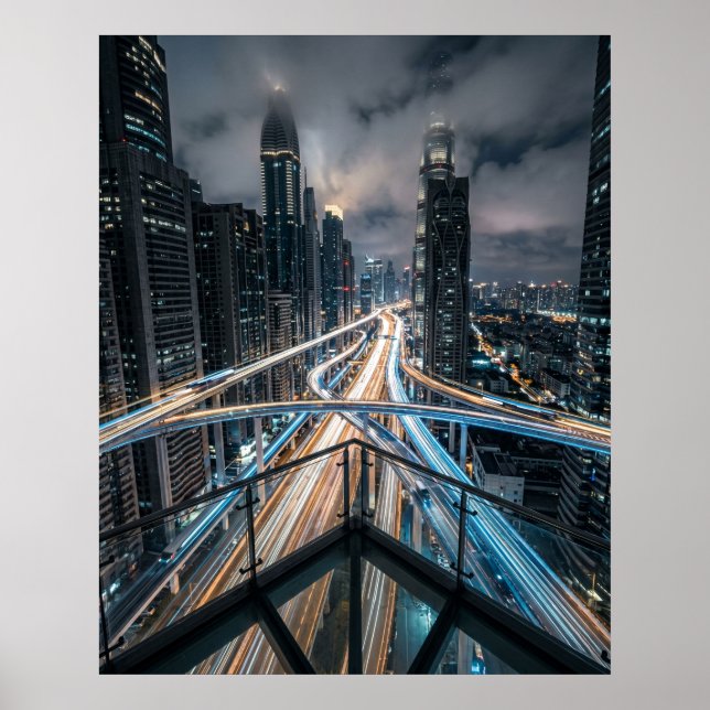 Futuristic Aerial Highway Nexus Poster (Front)