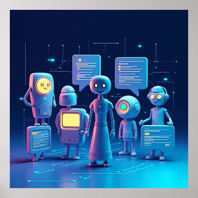 "Futuristic AI Assistants AI Poster (Front)
