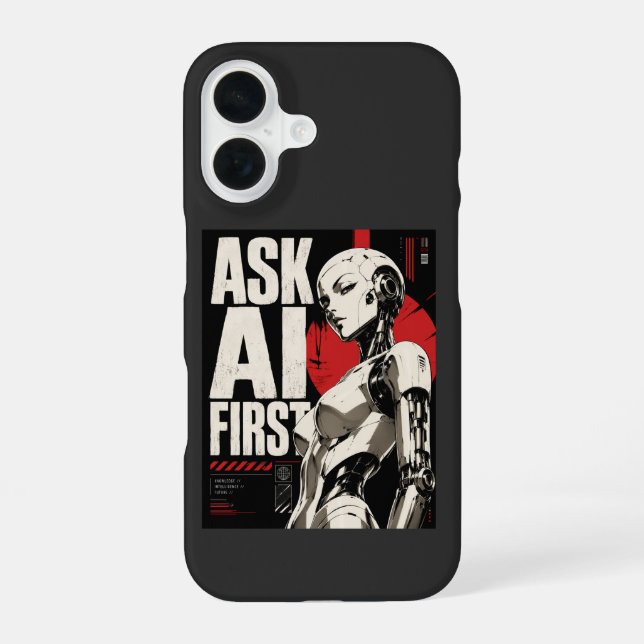 Futuristic AI Robot Humanoid Tech Design iPhone Case (Back)