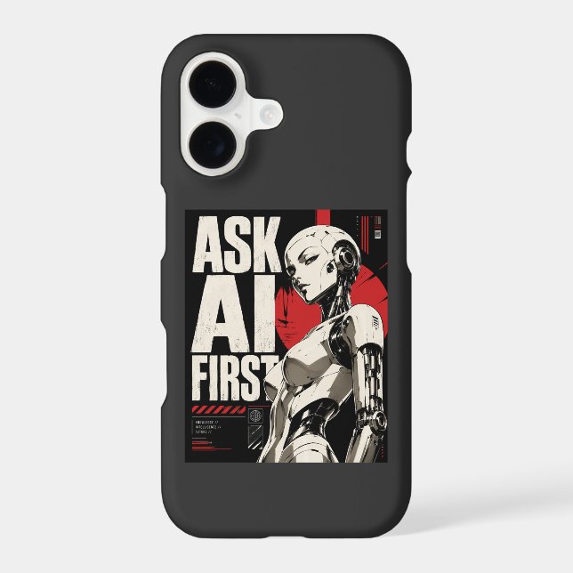 Futuristic AI Robot Humanoid Tech Design iPhone Case (Back)