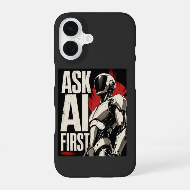 Futuristic AI Robot Humanoid Tech Design iPhone Case (Back)