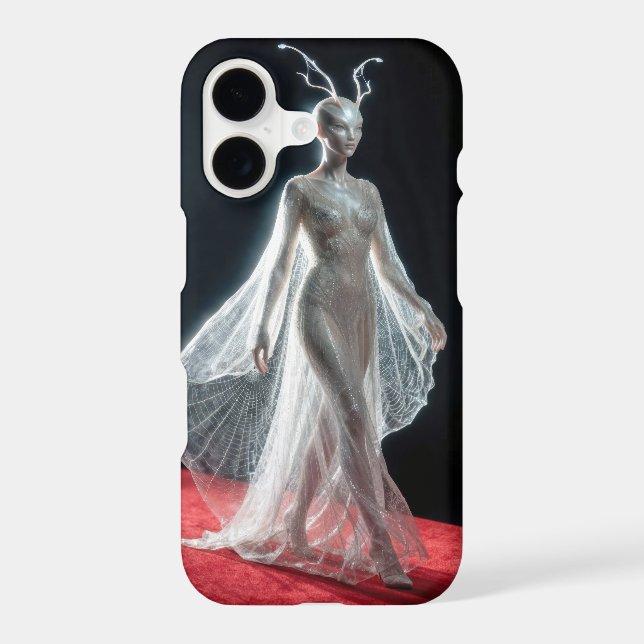 Futuristic Alien Model In Cobweb Gown iPhone Case (Back)