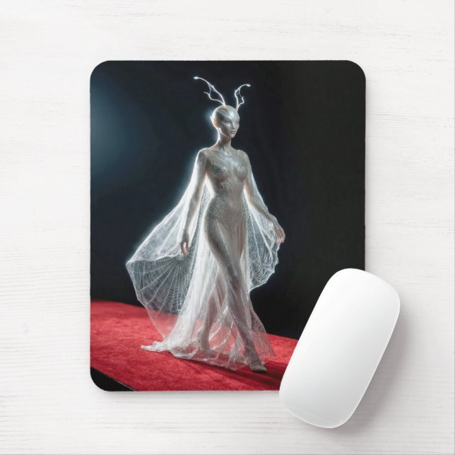 Futuristic Alien Model In Cobweb Gown Mouse Pad (With Mouse)