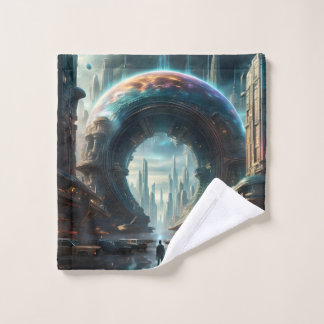 Futuristic Alien Planet Portal with Magic Gate Bath Towel Set