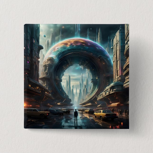 Futuristic Alien Planet Portal with Magic Gate Button (Front)