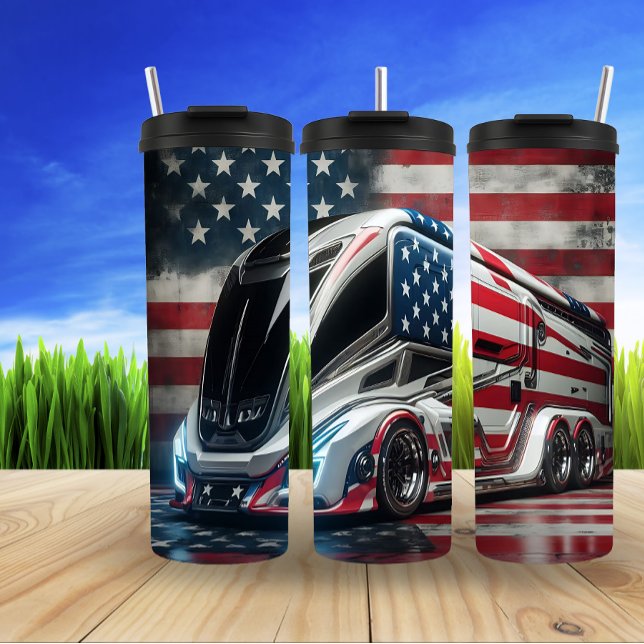 Futuristic American Flag Bus Thermal Tumbler (Creator Uploaded)