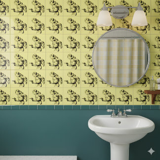 Futuristic and Nostalgic Retro Sci-Fi Ray Gun Man Ceramic Tile