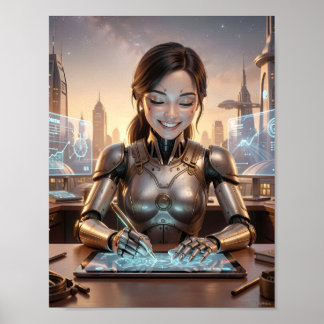 Futuristic Android Designer Dream Poster