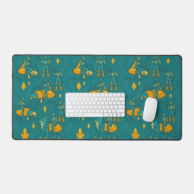 Futuristic Armored Beetle and Robot Companion  Desk Mat (Keyboard & Mouse)