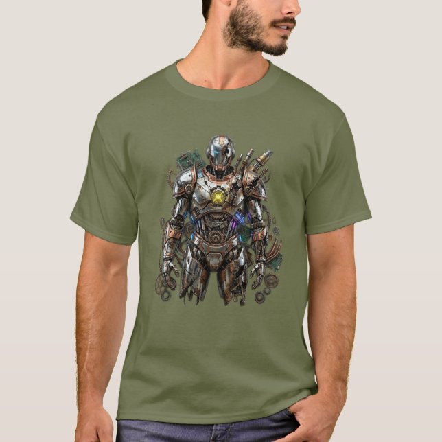 Futuristic Armored Robot – High-Tech T-Shirt (Front)
