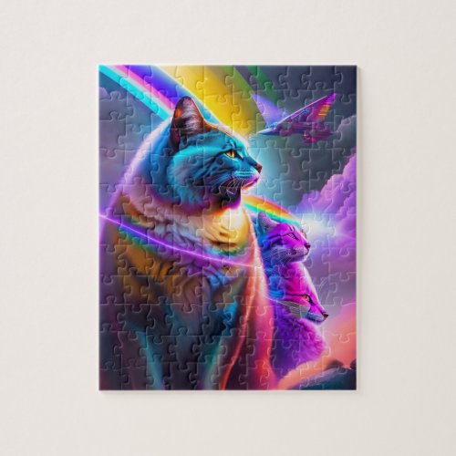 Futuristic Astronaut Space Cats Jigsaw Puzzle