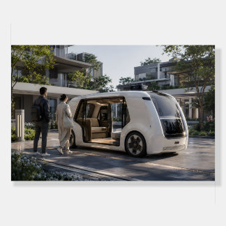 Futuristic Autonomous Shuttle in Smart City Foam Board