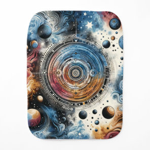 Futuristic Batik Cosmic Art – Space Design Baby Burp Cloth