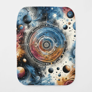 Futuristic Batik Cosmic Art – Space Design Baby Burp Cloth