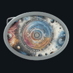Futuristic Batik Cosmic Art – Space Design Belt Buckle<br><div class="desc">This mesmerizing artwork blends the timeless beauty of batik patterns with a futuristic cosmic theme. Featuring intricate circular motifs, swirling nebulae, and celestial elements, the design evokes a sense of mystery and wonder. The rich color palette of deep blues, fiery reds, and glowing golds enhances the galactic aesthetic. Perfect for...</div>