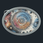 Futuristic Batik Cosmic Art – Space Design Belt Buckle<br><div class="desc">This mesmerizing artwork blends the timeless beauty of batik patterns with a futuristic cosmic theme. Featuring intricate circular motifs, swirling nebulae, and celestial elements, the design evokes a sense of mystery and wonder. The rich color palette of deep blues, fiery reds, and glowing golds enhances the galactic aesthetic. Perfect for...</div>