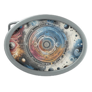 Futuristic Batik Cosmic Art – Space Design Belt Buckle