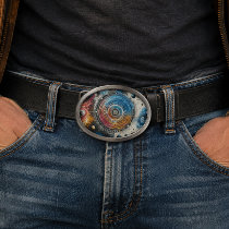 Futuristic Batik Cosmic Art – Space Design Belt Buckle