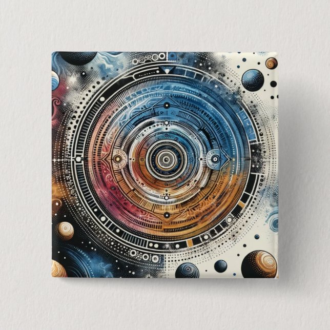 Futuristic Batik Cosmic Art – Space Design Button (Front)