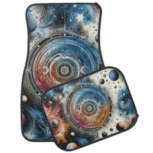 Futuristic Batik Cosmic Art – Space Design Car Floor Mat