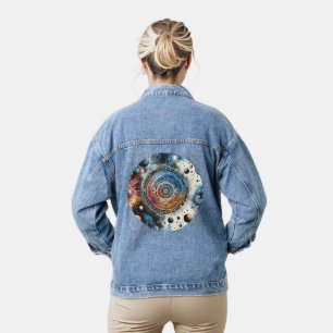 Futuristic Batik Cosmic Art – Space Design Denim Jacket