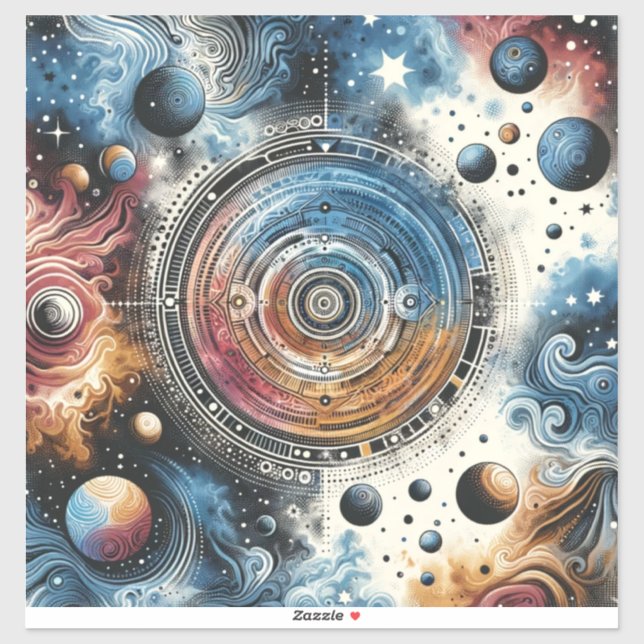 Futuristic Batik Cosmic Art – Space Design Sticker (Sheet)