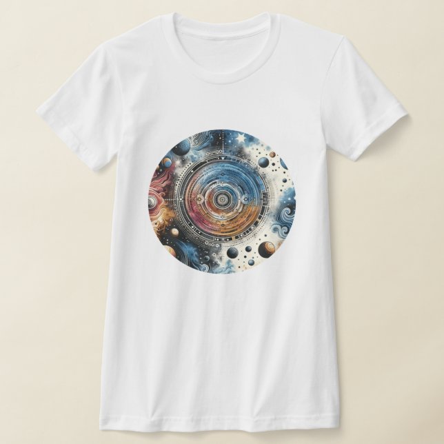 Futuristic Batik Cosmic Art – Space Design T-Shirt (Laydown)