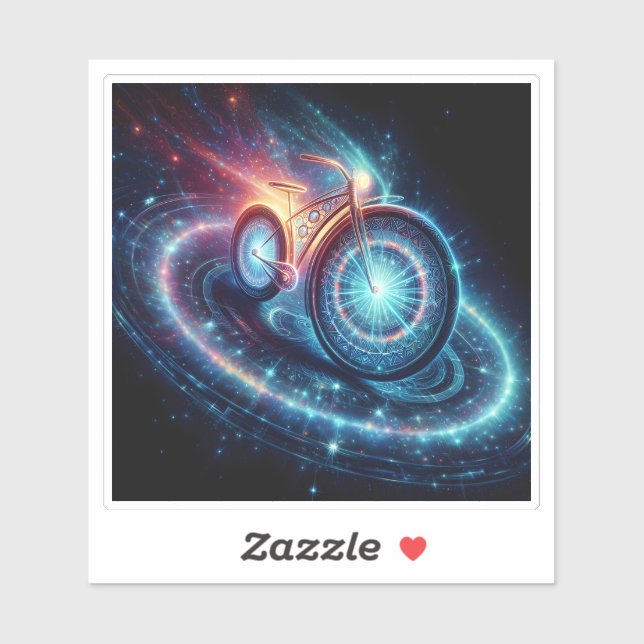 Futuristic Bike in Cosmic Space Sticker (Sheet)