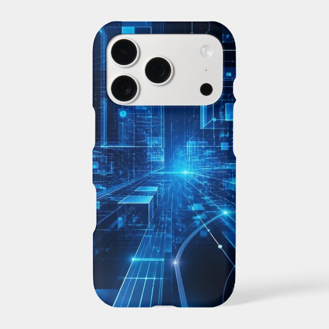 Futuristic Blue Digital Technology Cyber Phone Cas Iphone Case (Back)